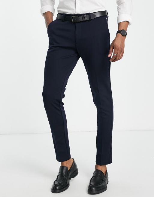 Jack & Jones Intelligence slim fit jersey pants in navy, 4 of 4