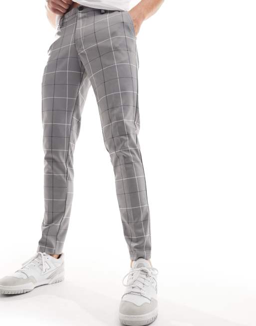 Relaxed Slim Jersey Check Tailored Pant - Grey Windowpane, Suit Pants