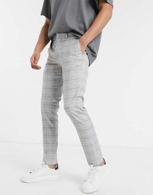 Light grey hot sale check trousers