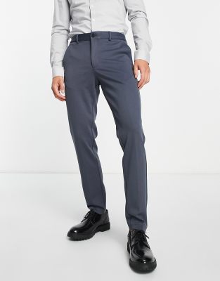 Jack & Jones Intelligence slim fit smart jersey pants in gray-Blue