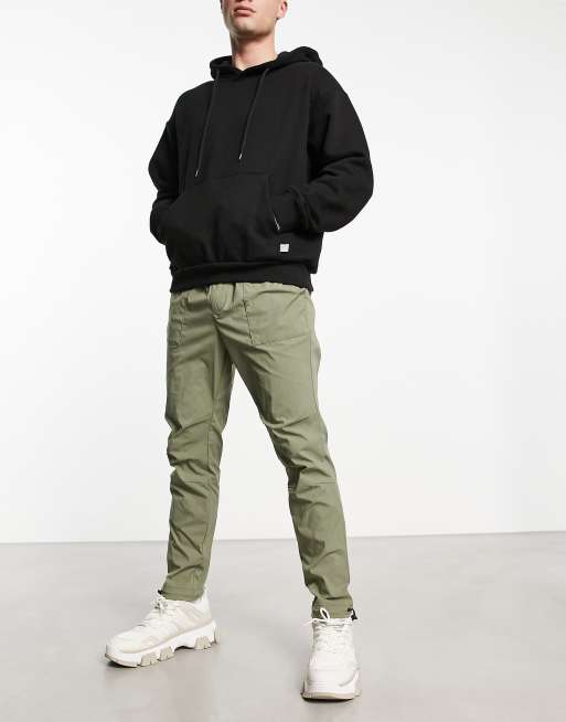 Jack & Jones Intelligence slim fit technical nylon pants in khaki