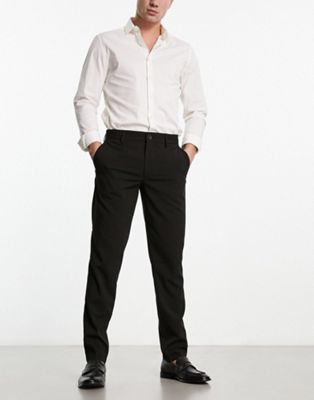Jack & Jones Intelligence slim fit woven smart trouser in black