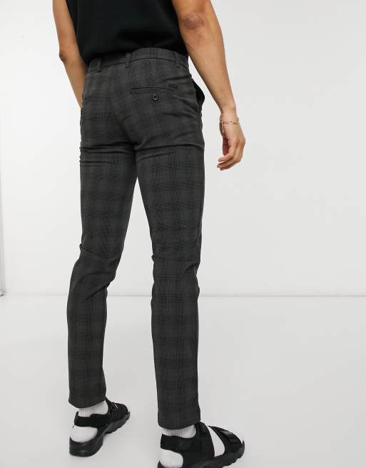 Jack & Jones Intelligence smart check pants in grey, 2 of 4