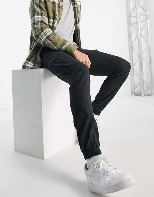 Jack & Jones - Intelligence - Sorte cargobukser i slim fit , 4 af 4