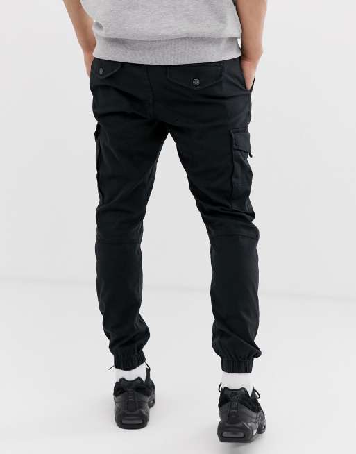 Jack & Jones Intelligence  — Sorte cargobukser med manchetter, 2 af 4