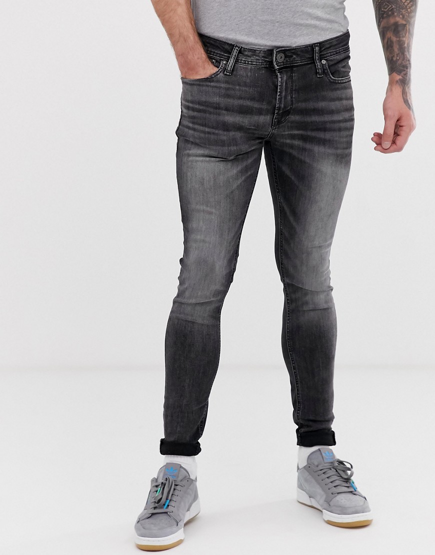 Jack & Jones Intelligence - Spray on skinny jeans in zwarte wassing