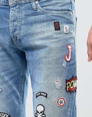 jack and jones patch jeans