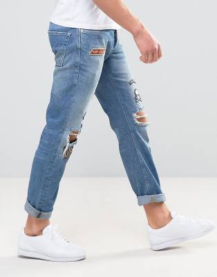 jack and jones patch jeans