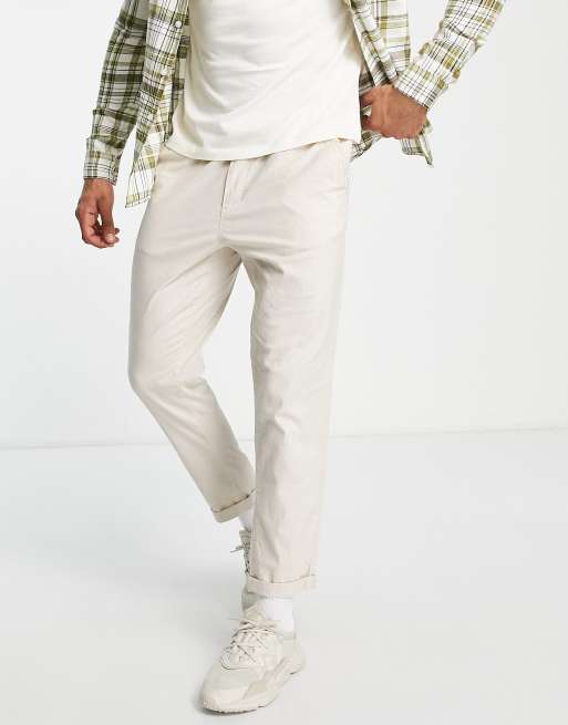 Jack & Jones Intelligence straight fit linen chino in beige