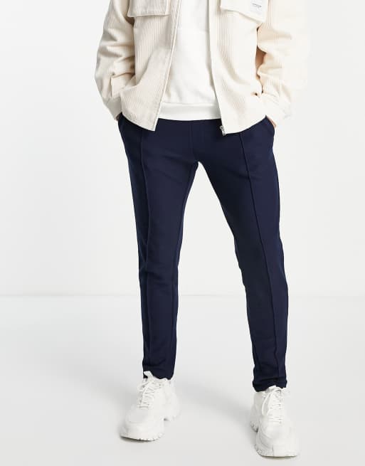 Jack & Jones Intelligence – Strukturierte Jogginghose mit engem Schnitt in Marineblau