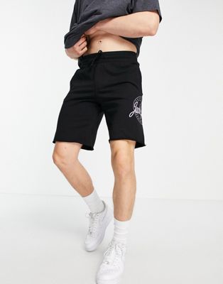 Jack & Jones Intelligence sweat shorts with large logo in black - ASOS Price Checker