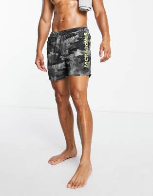 Jack & Jones Intelligence swim short in camo print ASOS