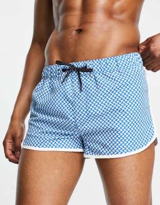 Jack & Jones Intelligence swim short in light blue geo print