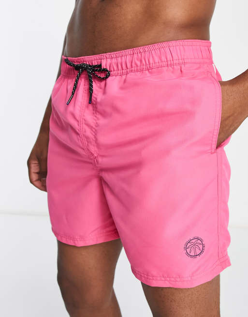 Jack & Jones Intelligence swim shorts in bright pink ASOS
