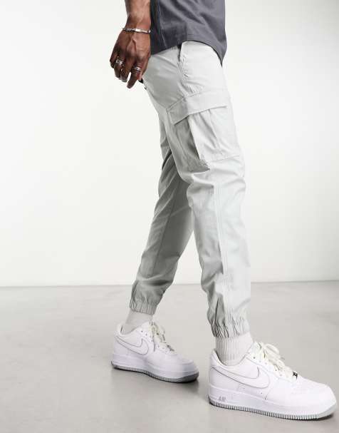 Jack & Jones Intelligence poly cargo trouser in grey