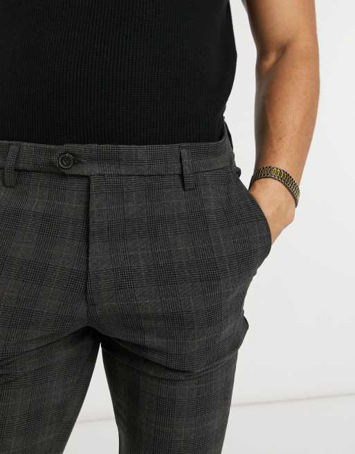 Jack & Jones Intelligence – Szare eleganckie spodnie w kratę, 3 z 4