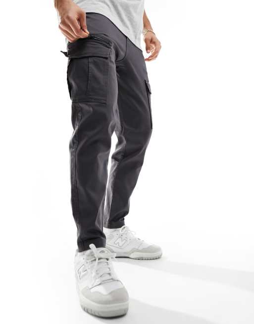 Jack & Jones Intelligence tapered cargo pants in dark gray  