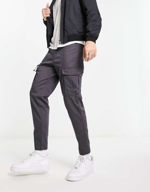 Jack & Jones Intelligence tapered cargo pants in dark gray