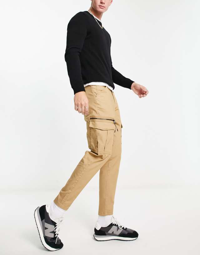 Jack & Jones - intelligence tapered cargo trouser in beige