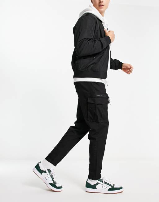 Jack & Jones - Intelligence - Tapered cargobukser i sort 