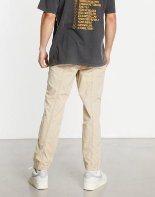 Jack & Jones Intelligence Tapered Carrot Fit Worker Pants In Neutral