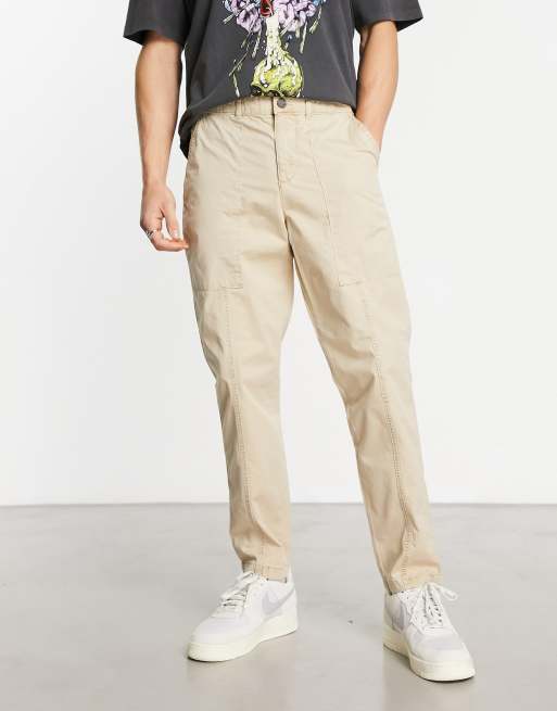 CARROT FIT TROUSERS WITH BELT - Light khaki