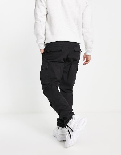 Jack & Jones Intelligence loose fit washed cargo pants in black  