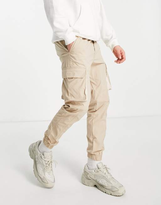 Jack & Jones Intelligence technical cargo pants in beige | ASOS