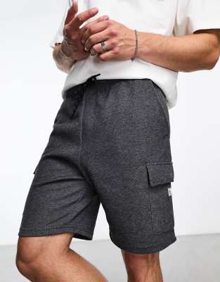 Jack & Jones Intelligence Technical Jersey Cargo Short In Dark Gray Melange