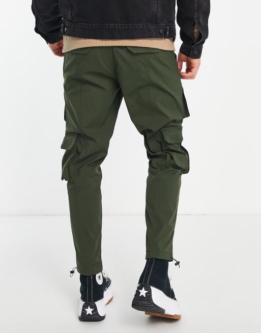 Jack & Jones Intelligence - Technische cargobroek met wijde pijpen in olijfgroen, 2 van 4