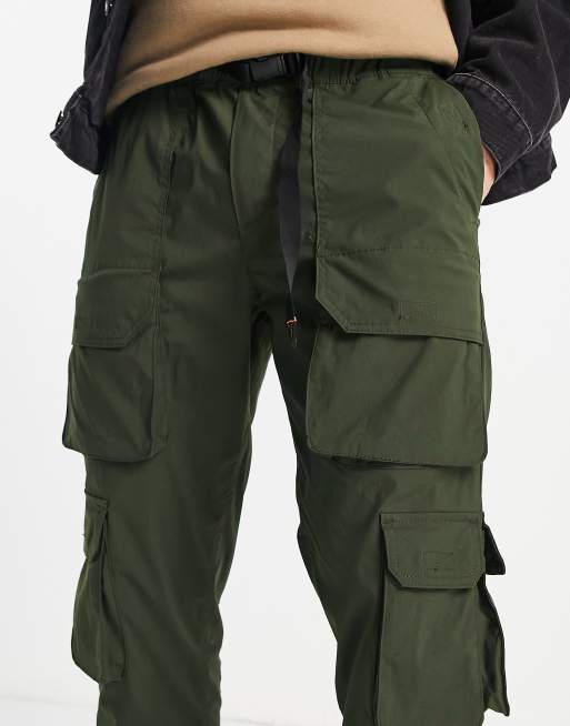 Jack & Jones Intelligence - Technische cargobroek met wijde pijpen in olijfgroen, 3 van 4