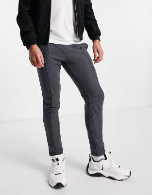 Jack & Jones Intelligence textured skinny fit joggers in grey - ASOS Price Checker