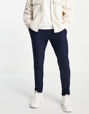 JACK & JONES INTELLIGENCE TEXTURED SKINNY FIT SWEATPANTS IN NAVY 12202268