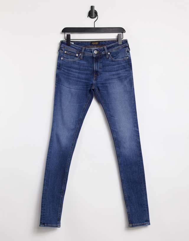 Jack & Jones - intelligence tom spray on jeans in mid blue