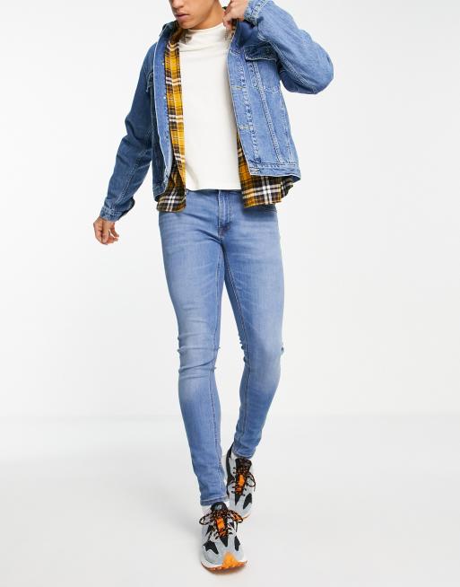 Jack & Jones Intelligence Tom Spray on skinnyfit jeans in blauw ASOS