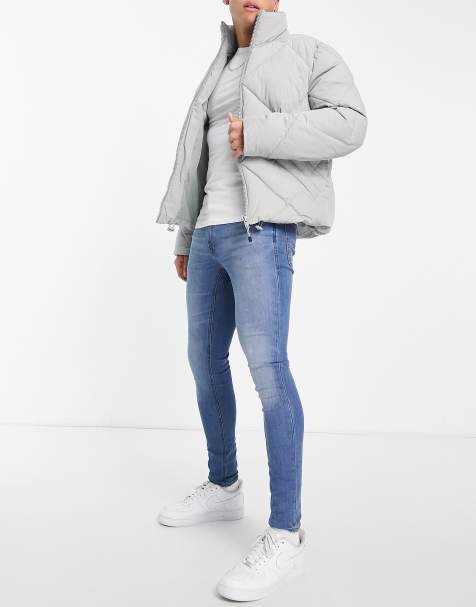 Jack & Jones Intelligence Tom spray on skinny fit jeans in blue - view 1