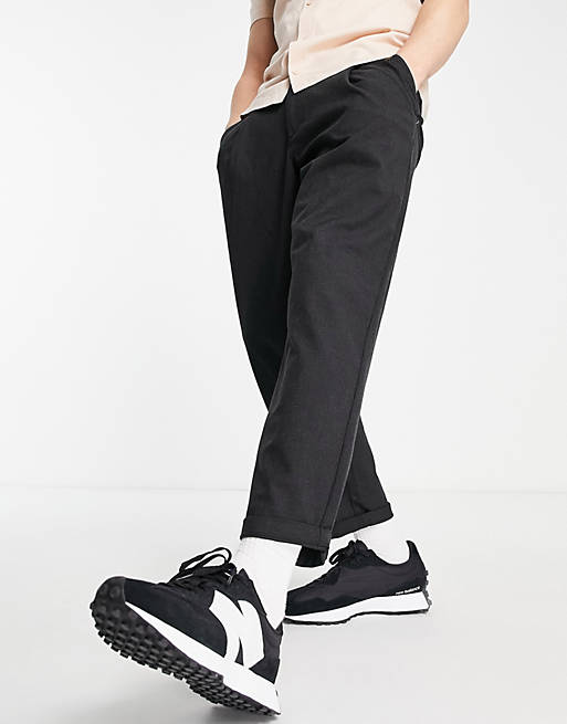 Intelligence wide crop pants in charcoal houndstooth Asos Men Clothing Pants Chinos 
