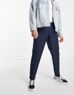 Jack & Jones Intelligence wide leg trouser in navy - ASOS Price Checker