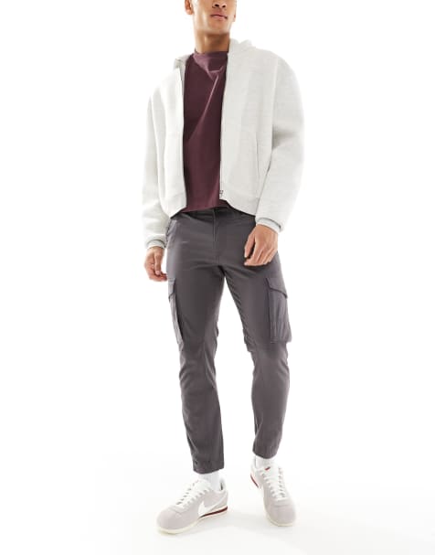 Jack & Jones Intelligence cuffed cargo trouser in grey 