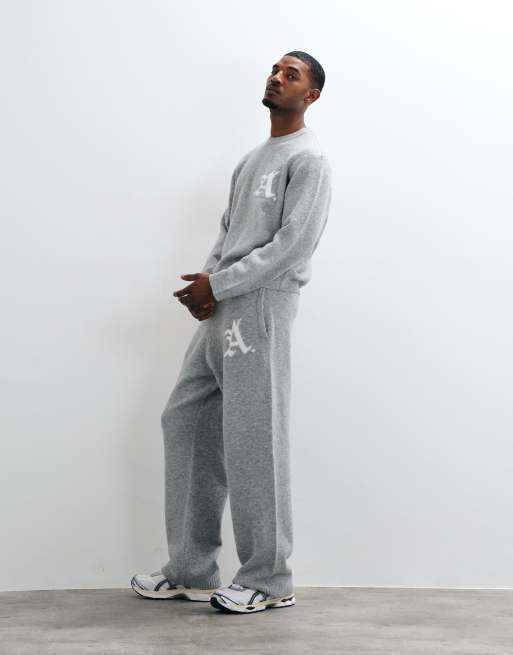 Jack & Jones jacquard knit sweatpants in light gray, 2 of 5