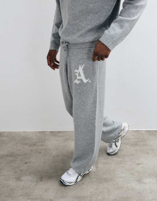 Jack & Jones jacquard knit sweatpants in light gray, 3 of 5