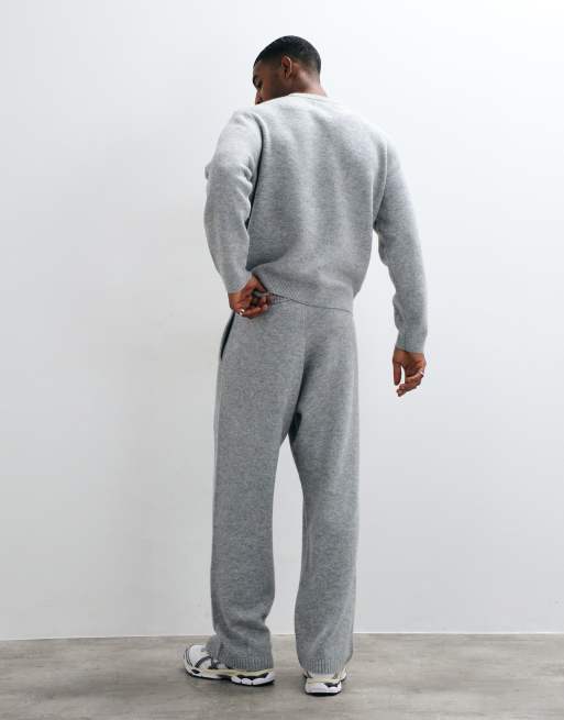 Jack & Jones jacquard knit sweatpants in light gray, 5 of 5