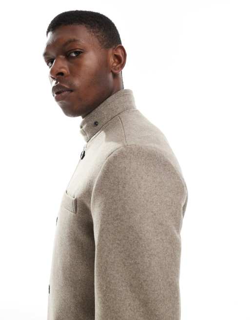 Jack & Jones - Jas van wolmix met opstaande boord in beige, 4 van 5