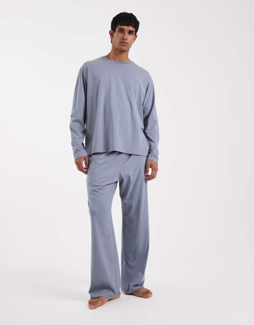 Jack & Jones – Jasnoniebieski zestaw domowy z topem z długimi rękawami