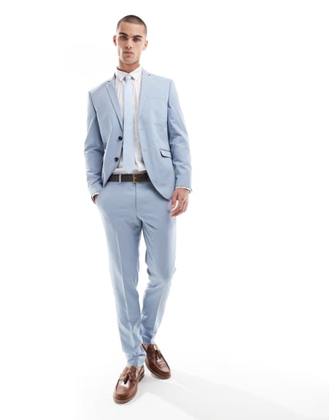 Jack & Jones slim fit suit trouser in light blue 