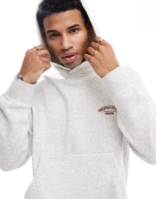 Jack & Jones – Jasnoszara bluza oversize z kapturem i nadrukiem na plecach, 4 z 4