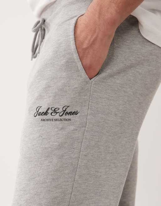 Jack & Jones – Jasnoszare joggersy o prostym kroju ze ściągaczami i logo, 5 z 5