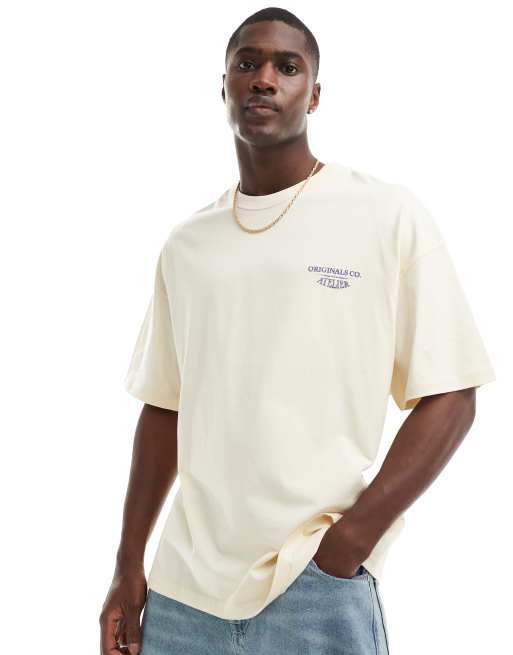 Jack & Jones – Jasnożółty T-shirt oversize z grafiką Atalier na plecach, 2 z 4