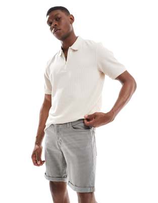 Jeansshorts in Grau mit Umschlag-Neutral Neutral M