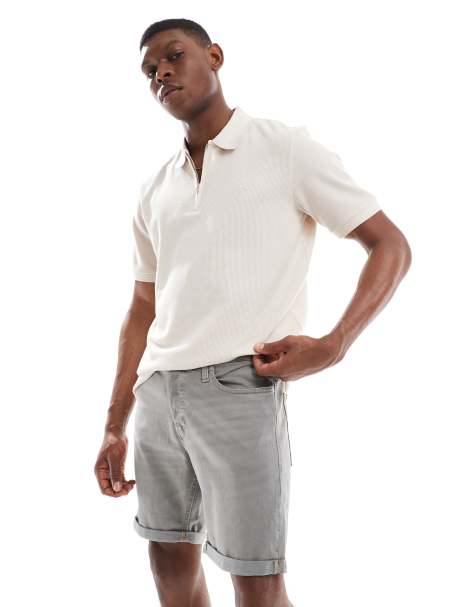 Jack & Jones – Jeansshorts in Grau mit Umschlag - view 1